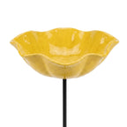 Bird Bath | Flower-Shaped Ceramic | Stable Metal Stake
