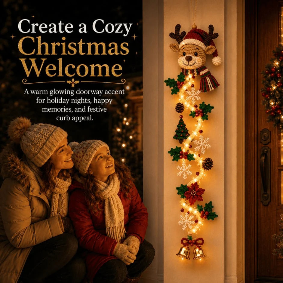 Christmas Door Hanger | Warm White Lights & Cordless | 70 cm