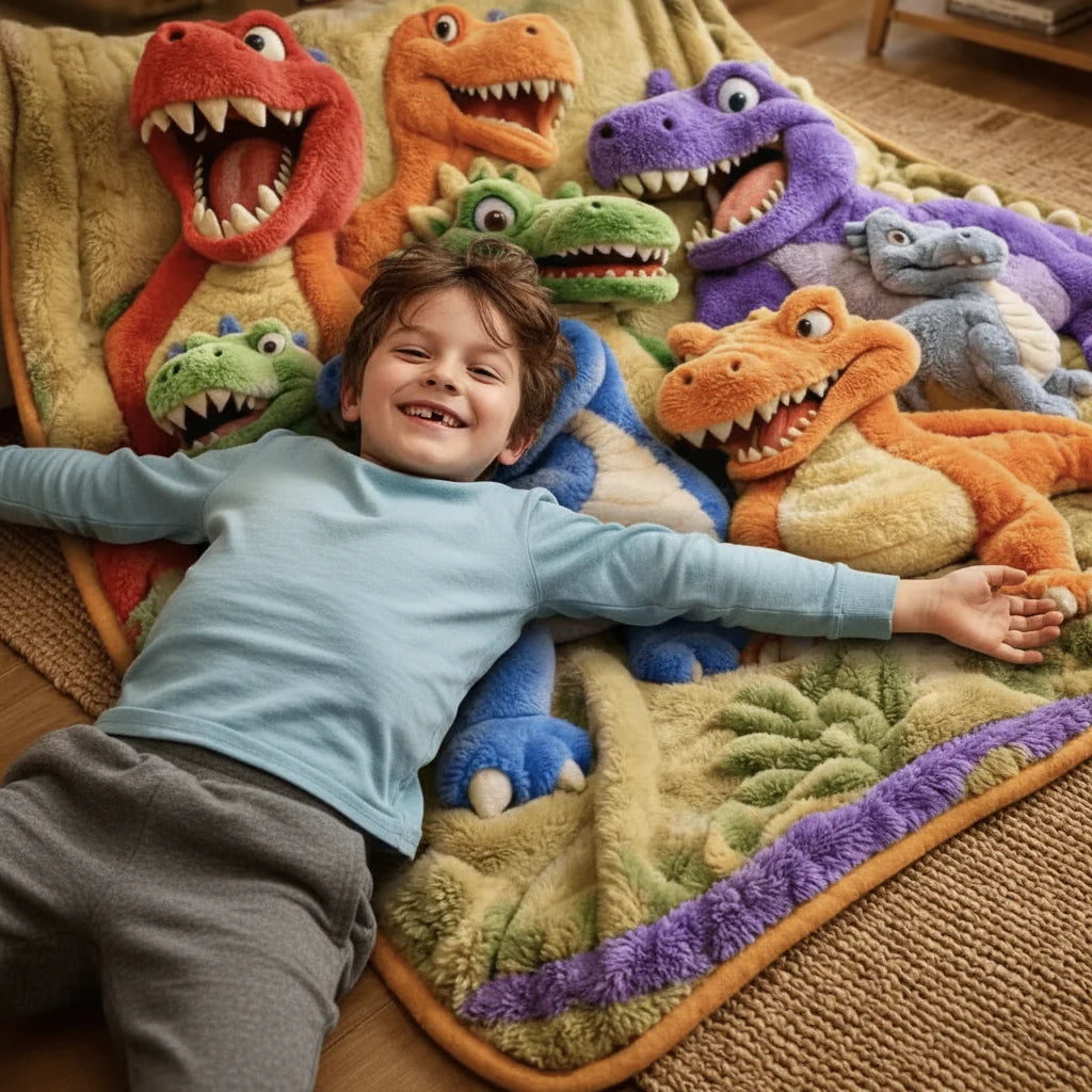 Throw Blanket | Plush & Machine-Washable | Dinosaur Print