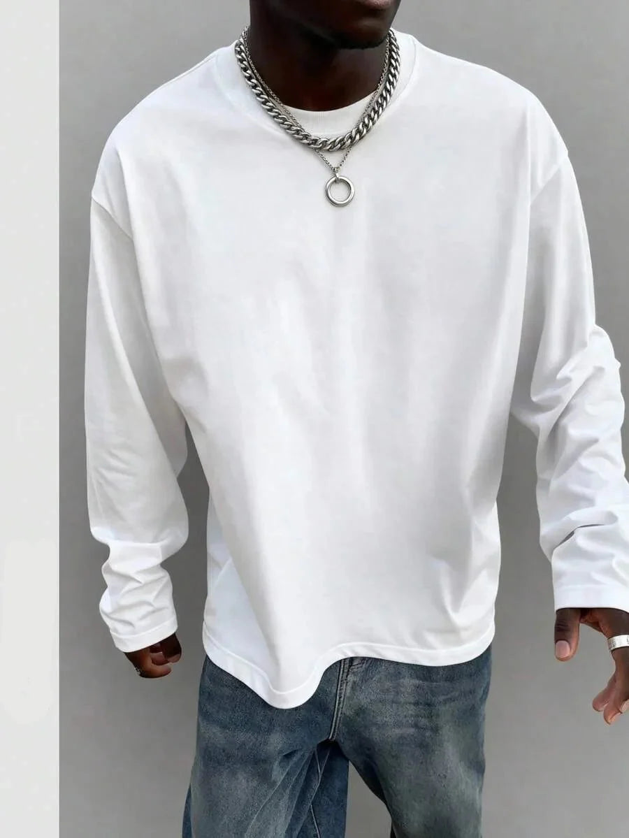 Men’s Long-Sleeve Shirt | Knitted Crew Neck | Regular Fit