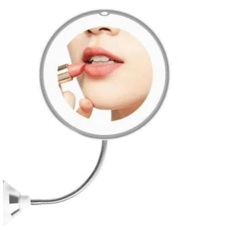 Lighted Makeup Mirror | 10x Magnification & LED | Suction-Cup Mount