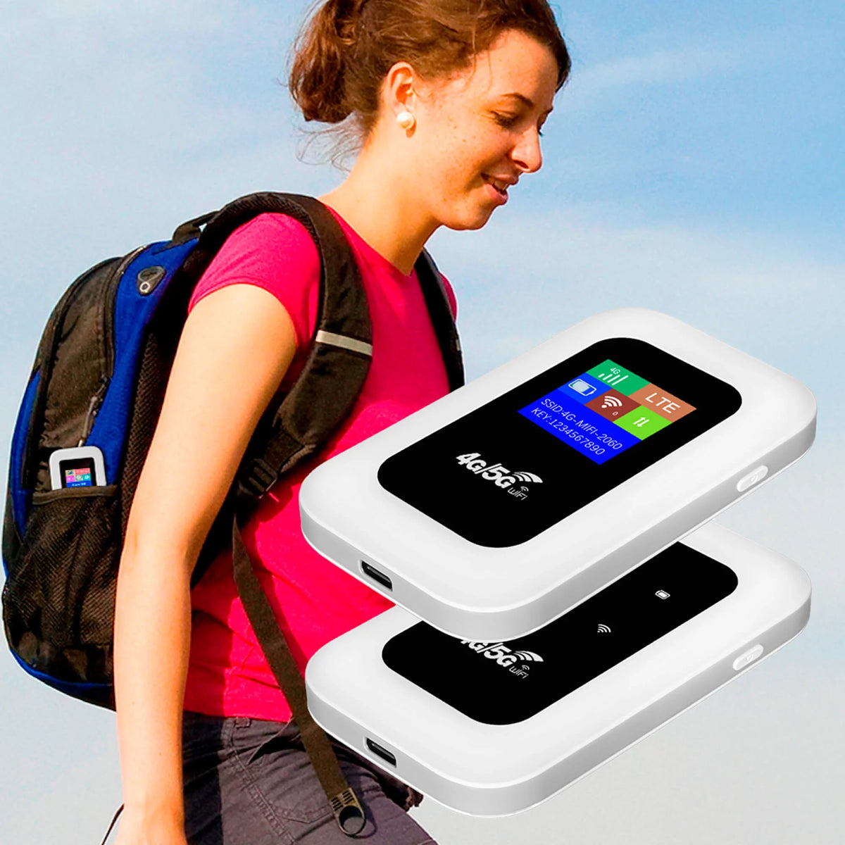 Portable 5G Wi‑Fi Router | 8-Hour Battery & USB‑C | Connects Up To 10 Devices