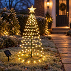 Outdoor LED Christmas Tree | Solar-Powered Spiral With Star | 90 cm