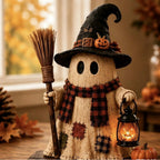 Pumpkin Scarecrow Figurine | Warm Lantern Light | Indoor Autumn Decor