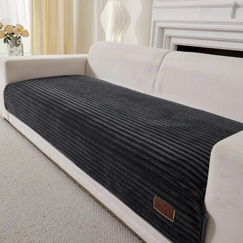 Sofa Cover | Plush Striped & Non-Slip | Machine Washable