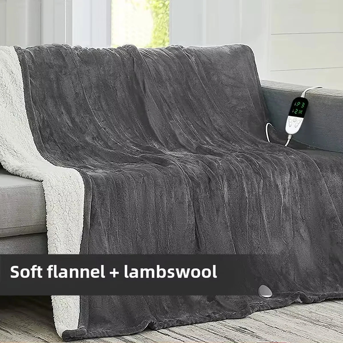Heated Blanket | Flannel & Lambswool | 6 Heat Settings With LCD Display