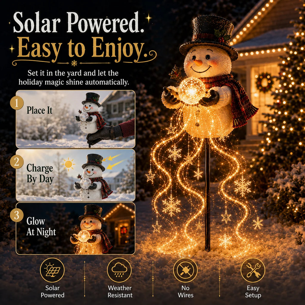 Solar Snowman Garden Light | Solar-Powered Cascading Lights | 50 Cm