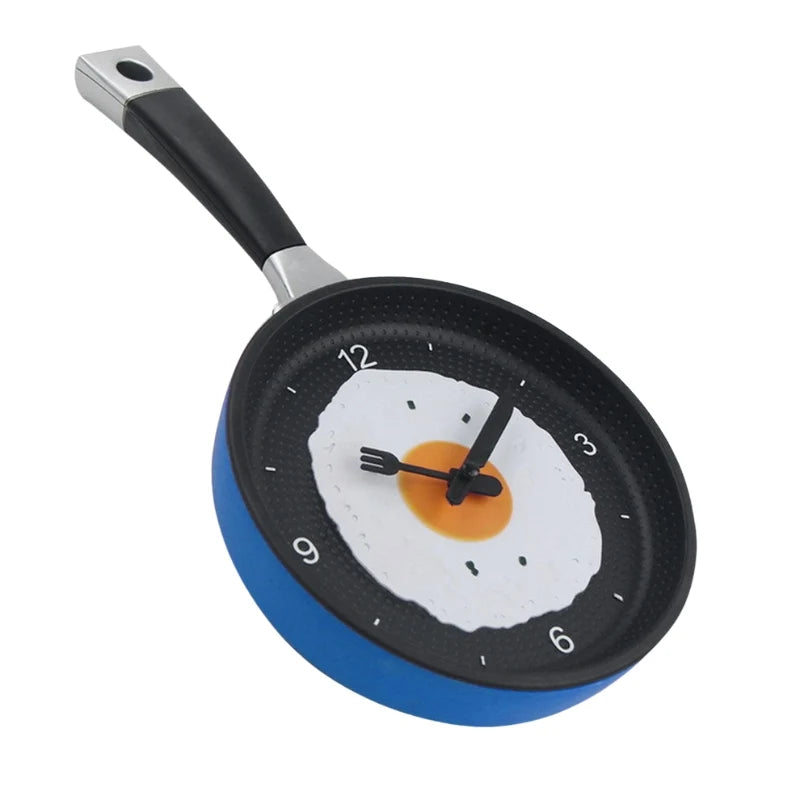 Wall Clock | Frying Pan & Fried Egg | Easy-To-Read Numbers