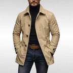Men's Trench Coat | Pointed Collar & Button Front Closure