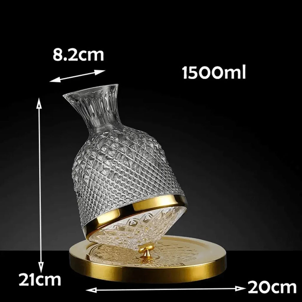 Wine Decanter | Lead-Free Crystal & 360° Rotating Base | 1.5 L