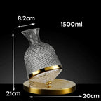 Wine Decanter | Lead-Free Crystal & 360° Rotating Base | 1.5 L