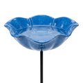Bird Bath | Flower-Shaped Ceramic | Stable Metal Stake