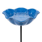 Bird Bath | Flower-Shaped Ceramic | Stable Metal Stake