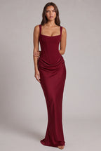 Maxi Dress | Boned Corset Bodice & Draped Lyocell Skirt | Adjustable Straps