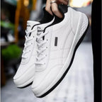 Men’s Sneakers | Textured Leather Lace-Up | Low-Top Contrast Panel
