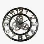 Wall Clock | Digital Display & Gear-Accented Bamboo | 30/40 cm