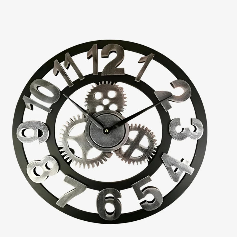 Wall Clock | Digital Display & Gear-Accented Bamboo | 30/40 cm
