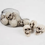 Mini Skull Decorations | White Skeletal Finish & Compact Tabletop | Set of 10