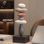 Stacked Stone Sculpture | Natural Stone Finish & Fine Modern Base