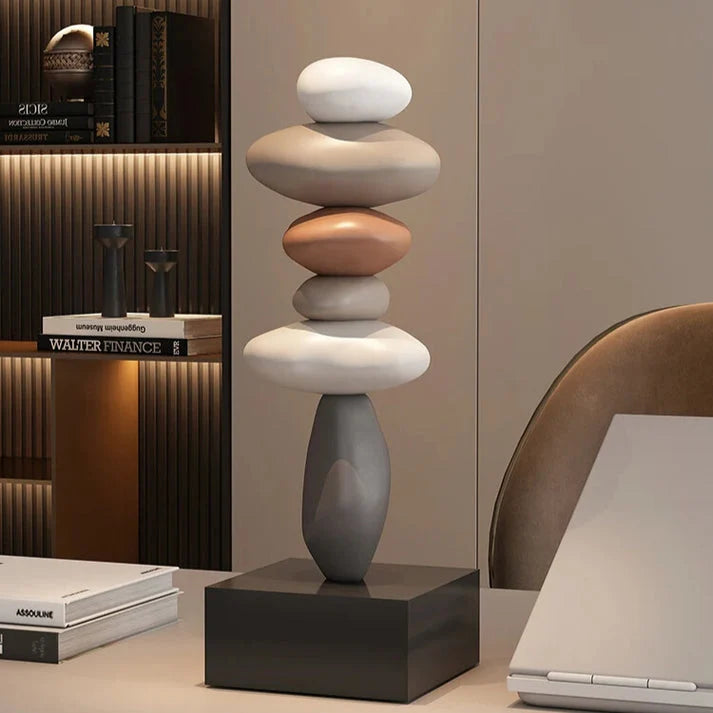 Stacked Stone Sculpture | Natural Stone Finish & Fine Modern Base