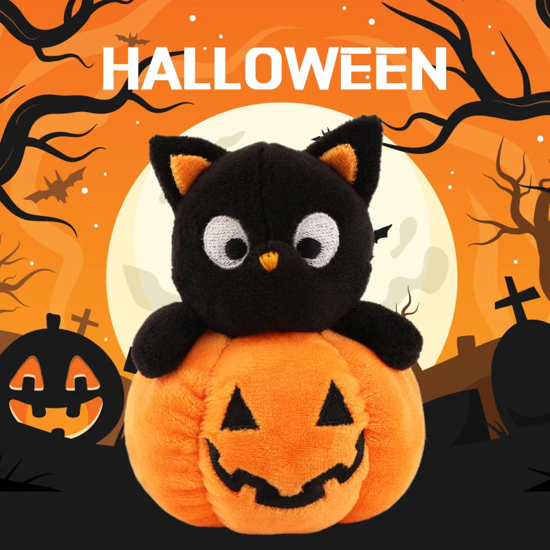 Plush Toy | Soft Cat & Pumpkin Design | Embroidered Faces