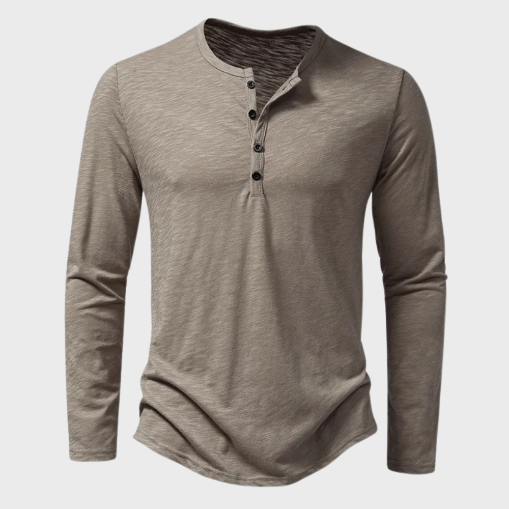 Henley Shirt | Breathable Stretch Cotton-Blend | Long Sleeve Button Placket