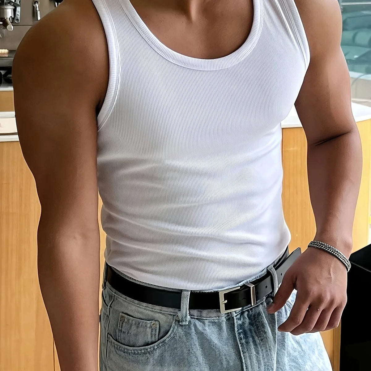 Tank Top | Slim Fit Ribbed | Sleeveless Round Neck