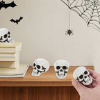 Mini Skull Decorations | White Skeletal Finish & Compact Tabletop | Set of 10