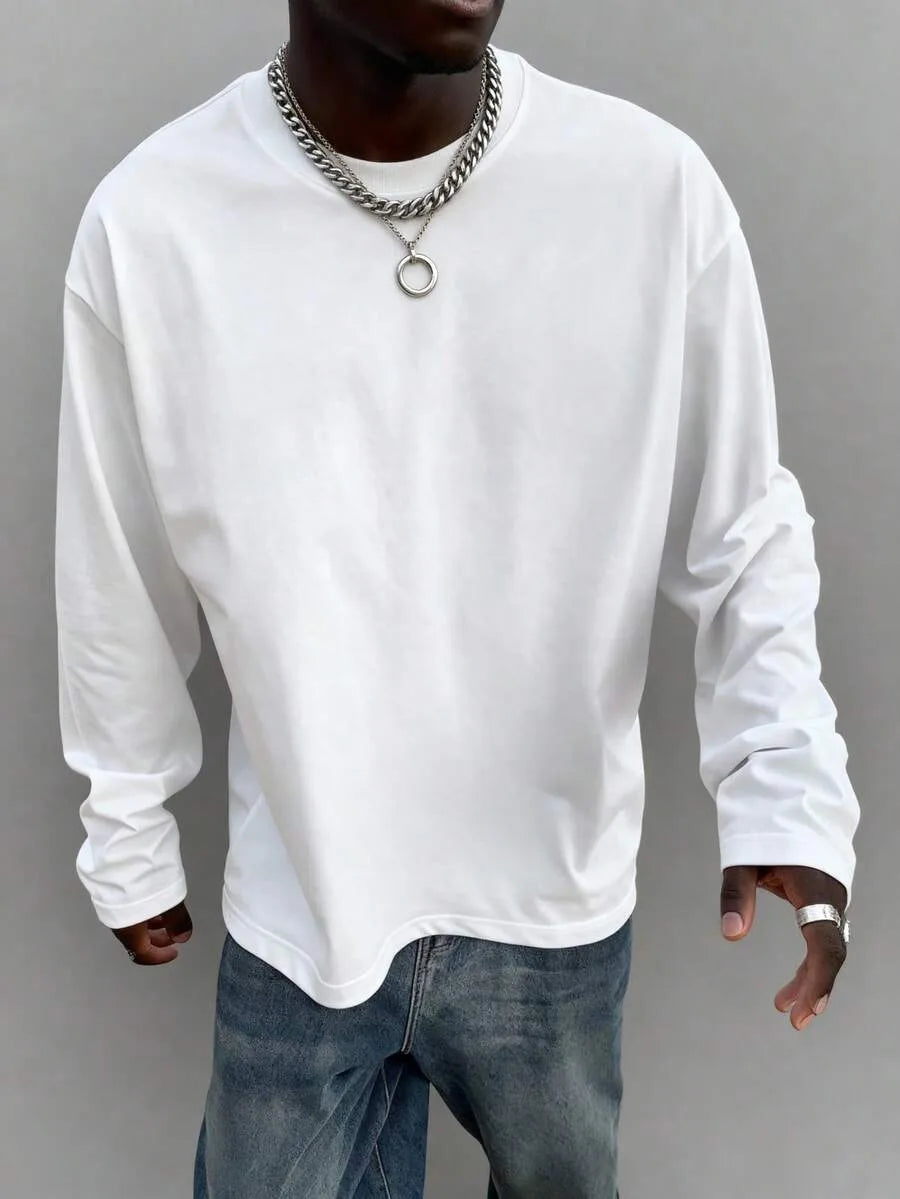 Men’s Long-Sleeve Shirt | Knitted Crew Neck | Regular Fit