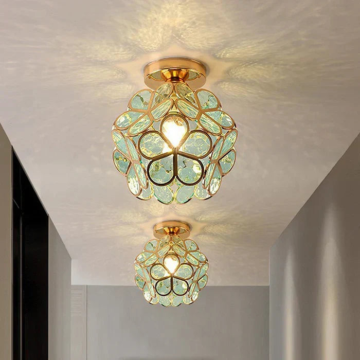 Pendant Lamp | Floral Petal Design & Glass & Metal | 30 cm Diameter