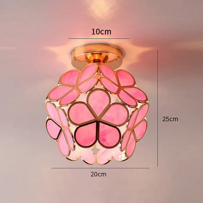 Pendant Lamp | Floral Petal Design & Glass & Metal | 30 cm Diameter