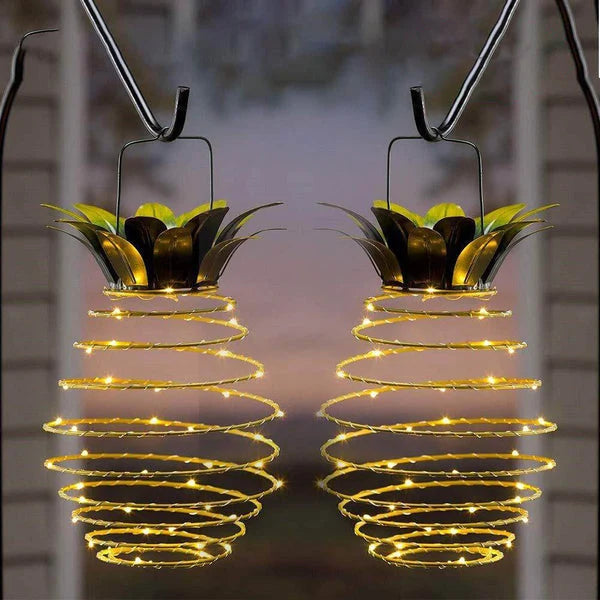 Hanging Pineapple Lantern | Solar-Powered & Weather-Resistant