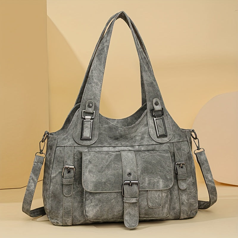 Tote Bag | Vintage Synthetic Leather | Multiple Pockets & Zip Closure