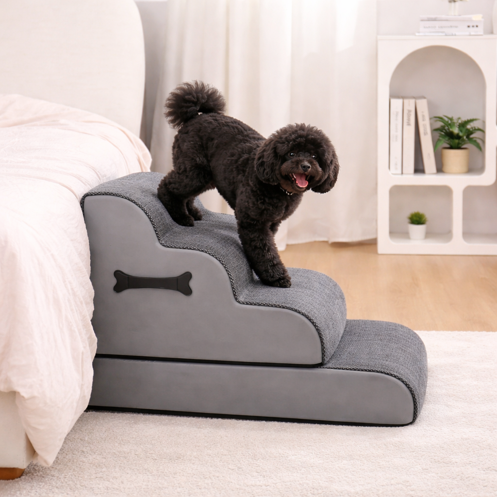 Dog Stairs | Gentle Ramp & Non-Slip Plush Surface | Modular Design