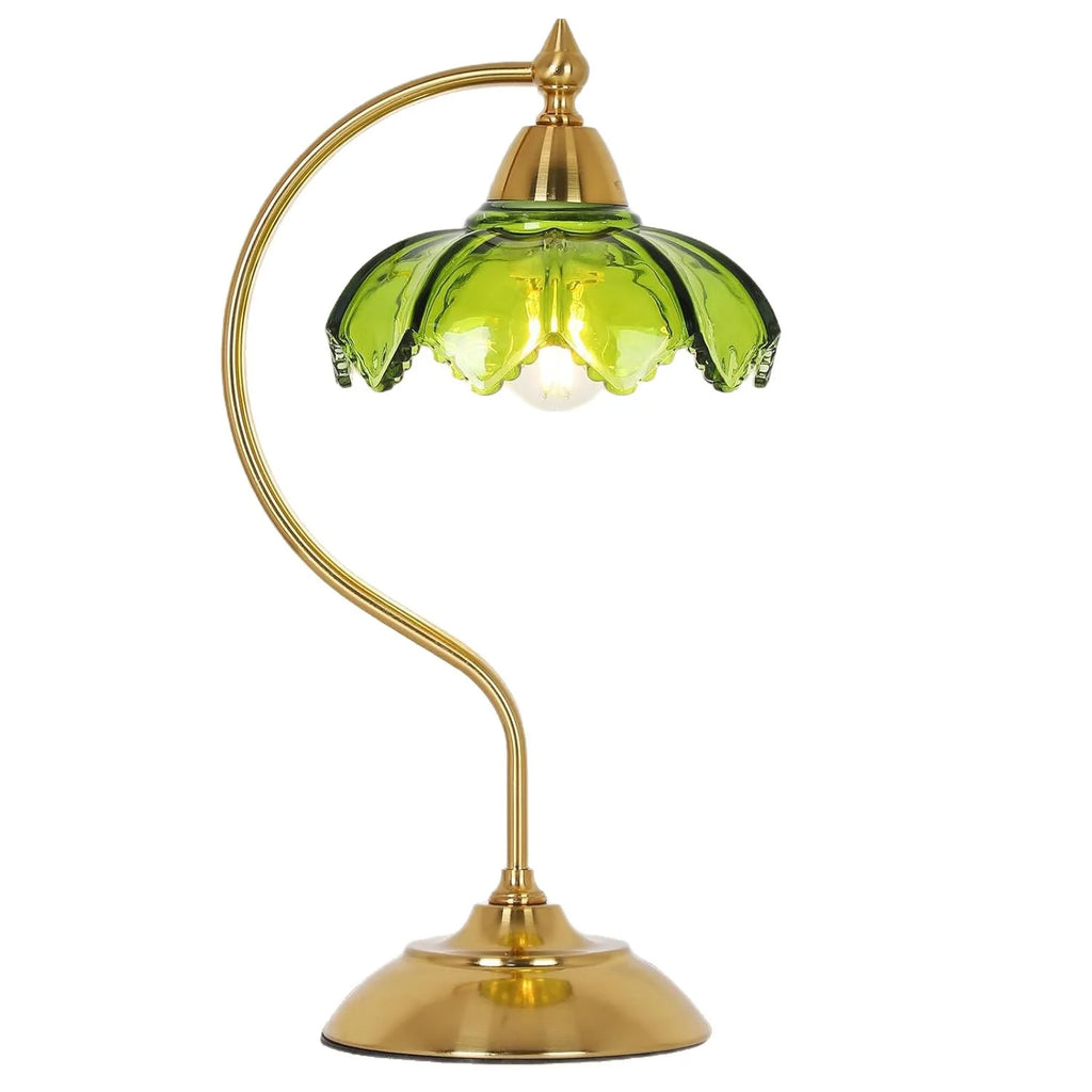 Table Lamp | Floral Glass Shade & Adjustable Arm