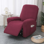 Recliner Cover | Stretch Fabric & Side Pocket | 4-Piece Set