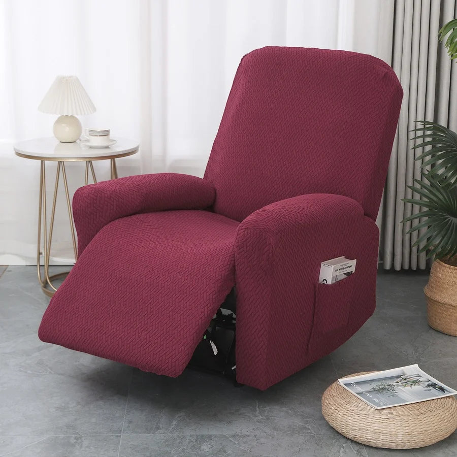 Recliner Cover | Stretch Fabric & Side Pocket | 4-Piece Set