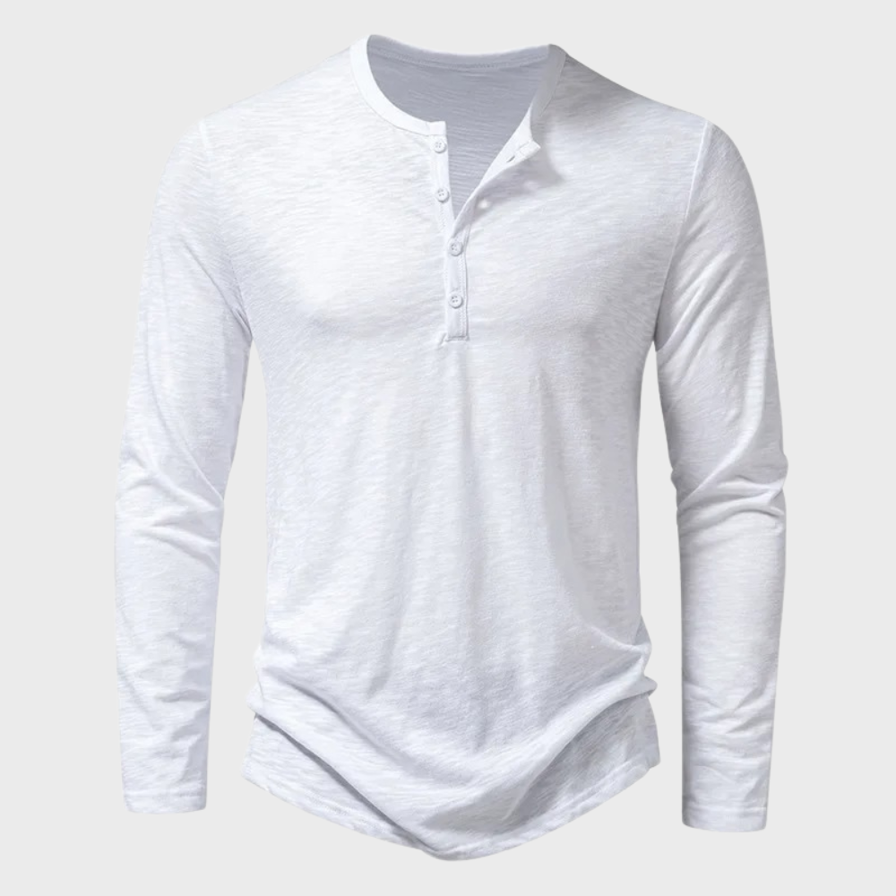 Henley Shirt | Breathable Stretch Cotton-Blend | Long Sleeve Button Placket