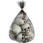 Mini Skull Decorations | White Skeletal Finish & Compact Tabletop | Set of 10