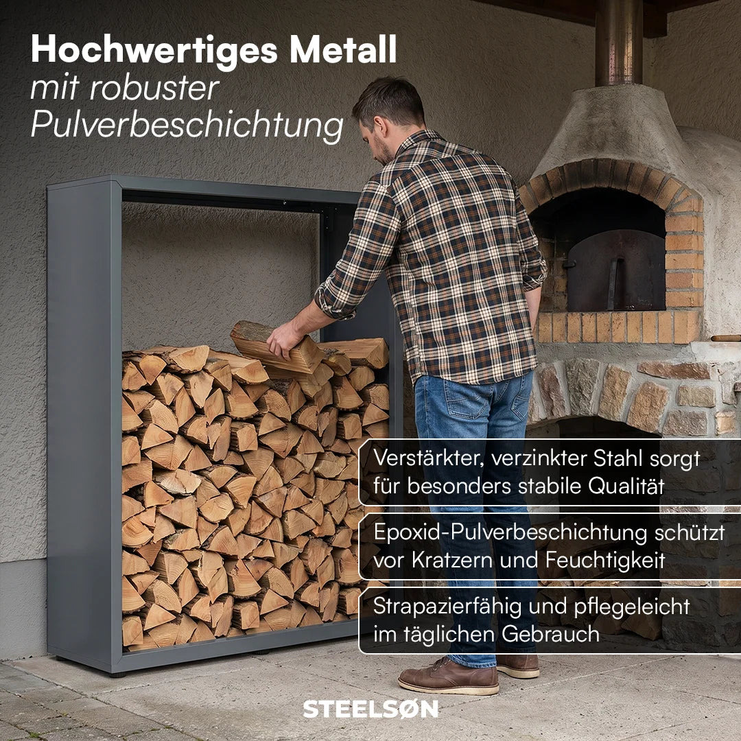 Firewood Rack | Weather-Resistant Galvanized Steel | Adjustable Feet