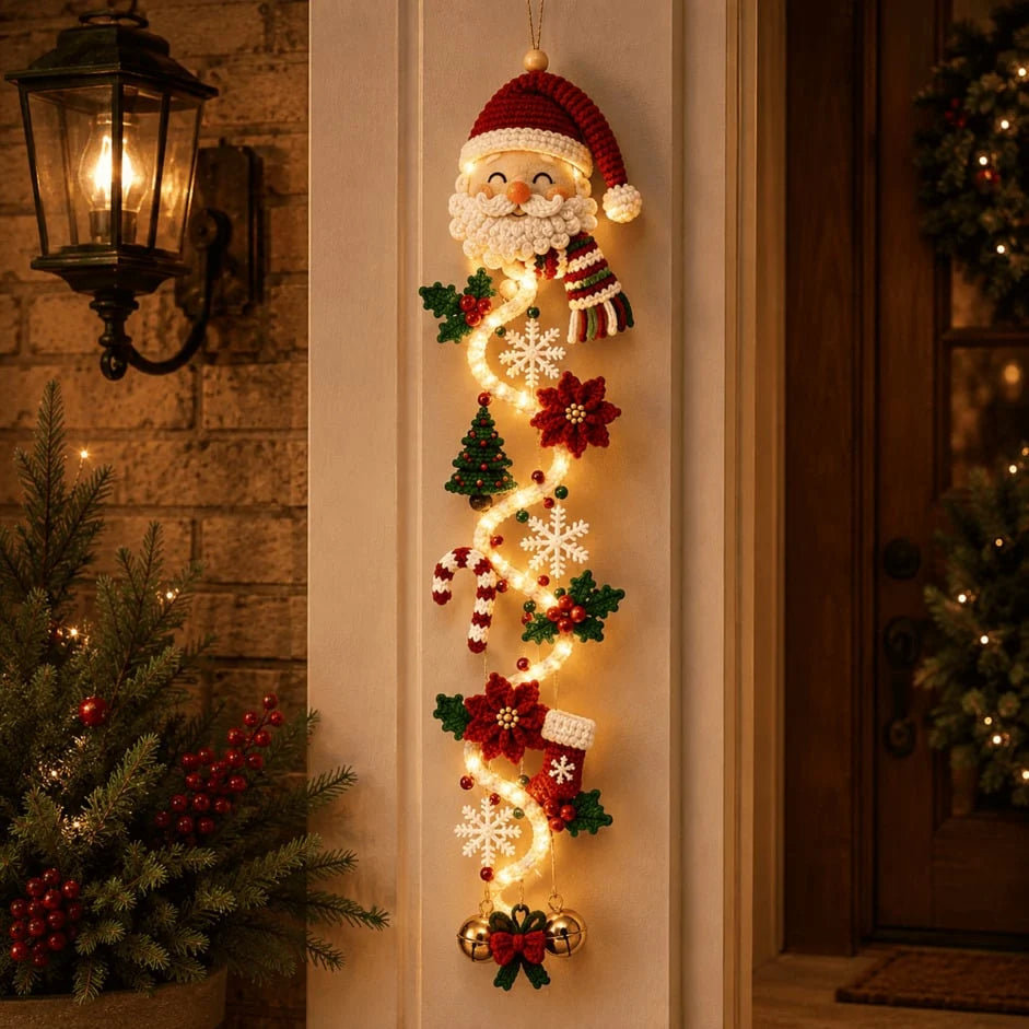 Christmas Door Hanger | Cordless Warm White Lights | 70 Cm