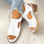 Chunky Heeled Sandals | Peep Toe & Side Zipper