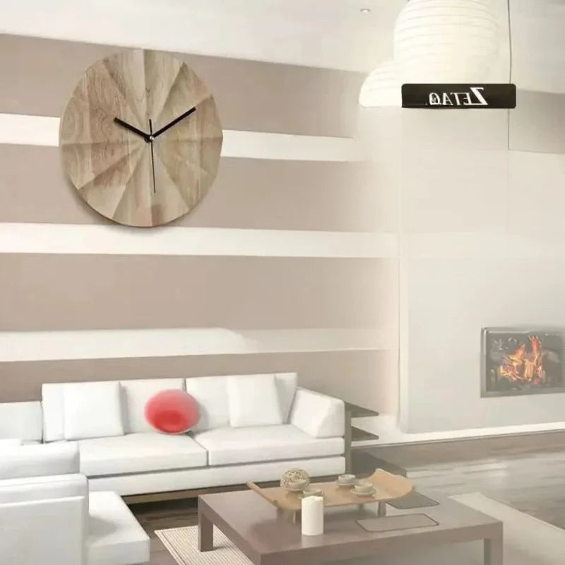 Round Wall Clock | Silent Movement & Khaki Wood Frame