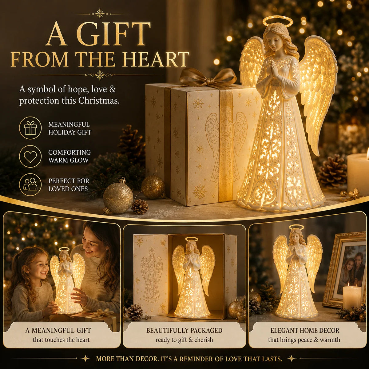 Angel Figurine | Battery-Powered Warm White LED | 30 cm