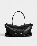 Shoulder Bag | Crocodile-Embossed Vegan Leather | Gold-Tone Hardware
