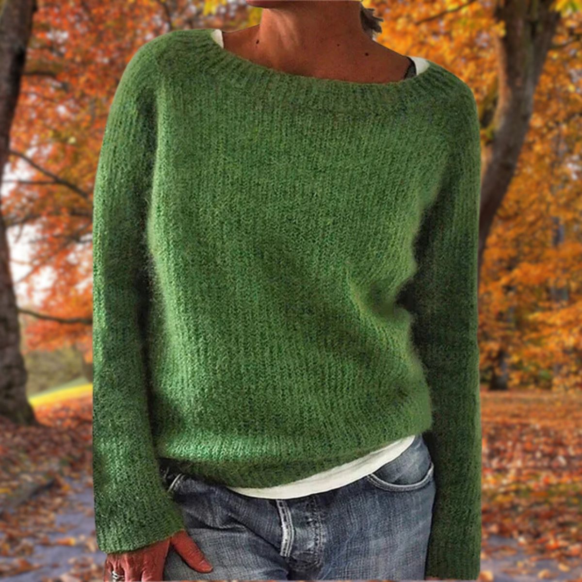 Sweater | Wool Knit Crew Neck | Loose Fit & Long Sleeves