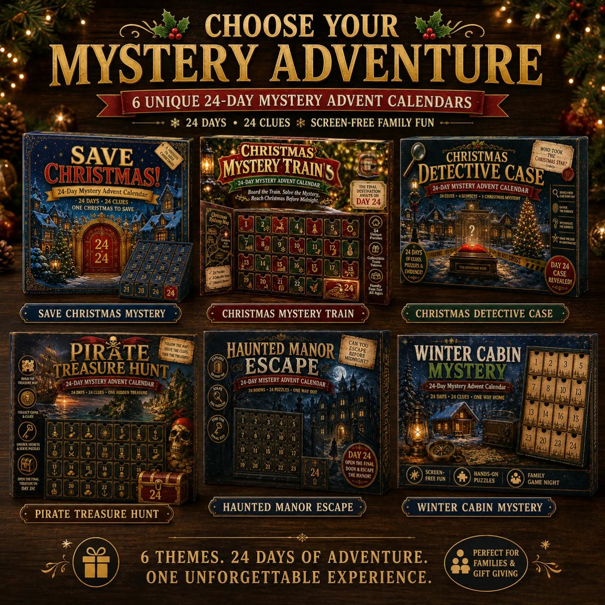 Puzzle Advent Calendar | Ongoing Mystery Story & Screen-Free Puzzles | 24 Days