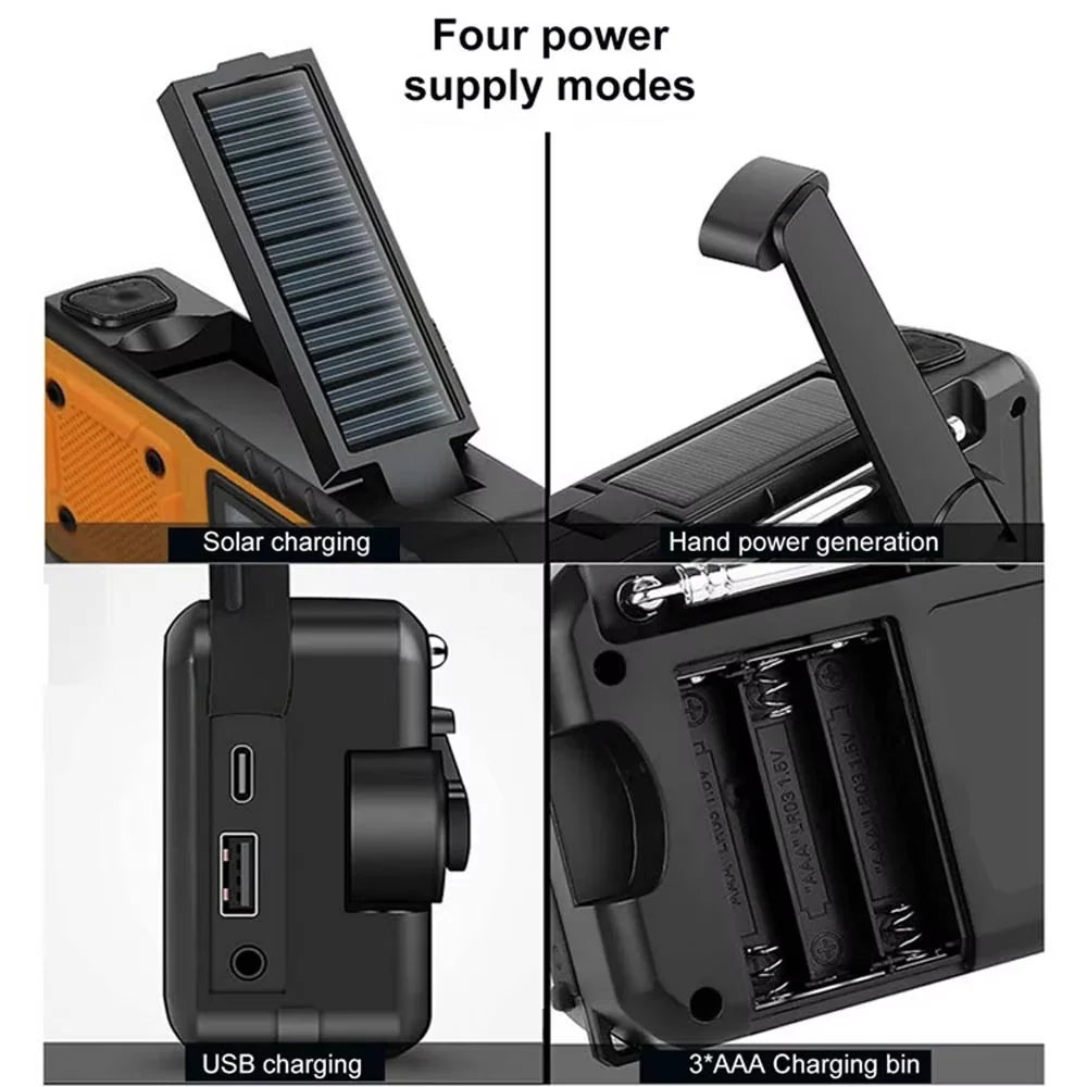 Emergency Radio | Solar & Hand Crank Powered | Weather Alerts & Phone Charging