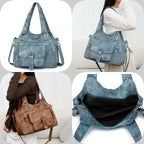 Tote Bag | Vintage Synthetic Leather | Multiple Pockets & Zip Closure