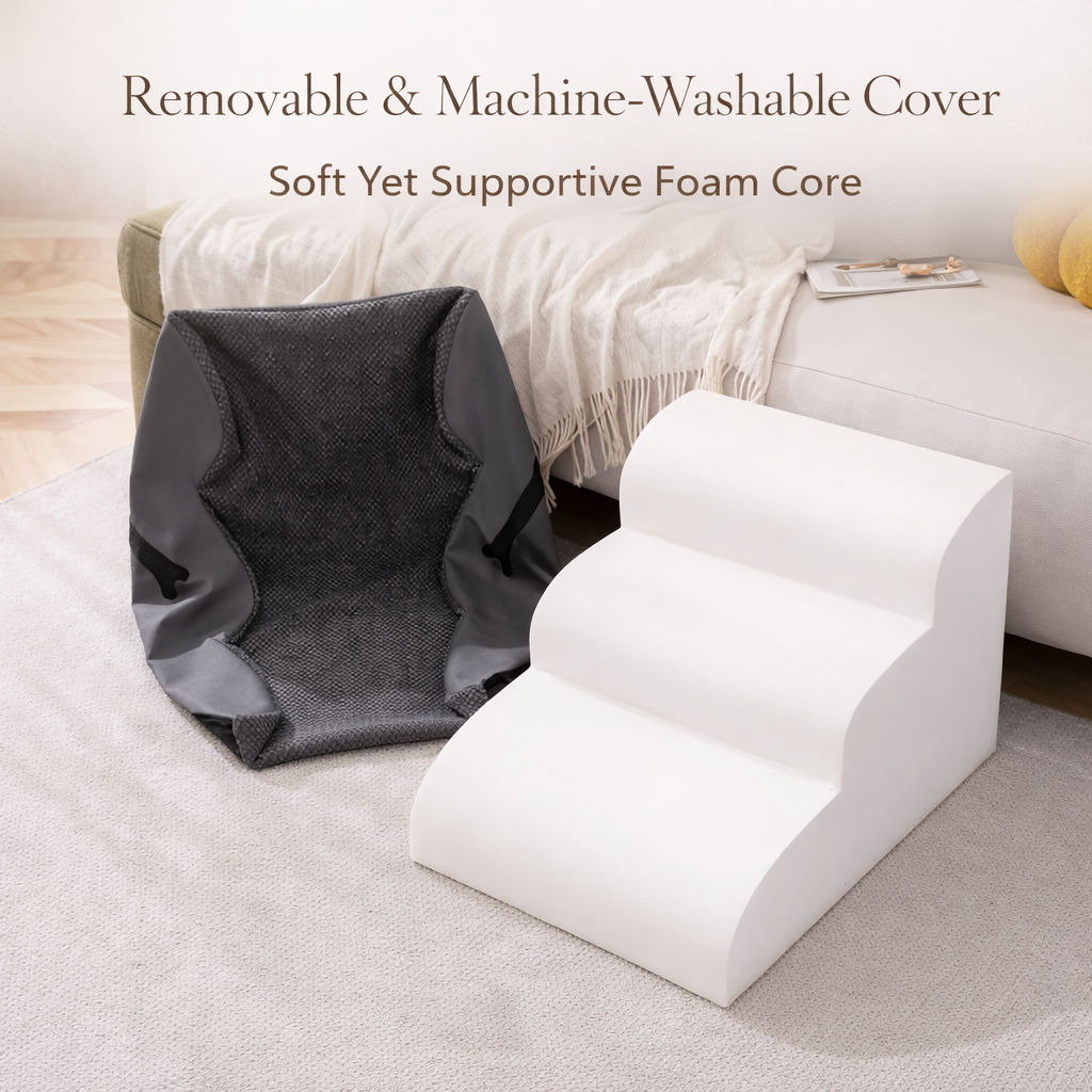 Dog Stairs | Gentle Ramp & Non-Slip Plush Surface | Modular Design